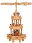 Spielwerk&reg; Weihnachtspyramide 3-st&ouml;ckig Drehbar Echtholz Handbemalt Indoor