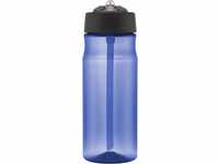 Thermos-Trinkflasche mit Strohhalm, 530 ml, Magenta, Glas Metall, blau, 530ml