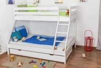 Etagenbett/Spielbett Lukas Buche massiv wei&szlig; lackiert mit schr&auml;ger Leiter, inkl.