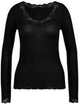 CALIDA Richesse Lace Langarmshirt Damen, aus Wolle-Seide, Feinripp,