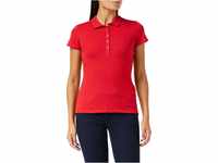 Tommy Hilfiger Damen Poloshirt Kurzarm Heritage Slim Fit, Rot (Apple Red), S