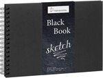Hahnem&uuml;hle Black Book, spiralisiert, DIN A5 Querformat, 250g/m&sup2;, 30 Blatt