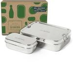 Brotbox XL- Brotdose mit F&auml;chern 700ml und 200ml - Lunchbox aus Edelstahl