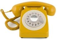 GPO 746ROTARYMUS Retro Telefon mit W&auml;hlscheibe im 70er Jahre Design Gelb- Senf Farbe