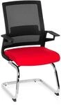 hjh OFFICE 732080 Besucherstuhl Inventor V Stoff/Netzr&uuml;cken Schwarz Rot Stuhl