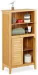 Relaxdays Badezimmerschrank Bambus, HBT: ca. 92 x 50 x 25 cm, Badschrank mit T&uuml;ren
