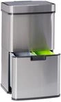 Relaxdays M&uuml;lltrennsystem mit Sensor, 3 F&auml;cher, 60 l, 2 M&uuml;lleimer unten, Klemmring