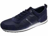 Tommy Hilfiger Herren Sneakers Iconic Leather Suede Mix Runner, Blau (Midnight), 47