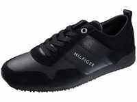 Tommy Hilfiger Herren Sneakers Iconic Leather Suede Mix Runner, Schwarz (Black), 40