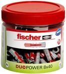 fischer DuoPower 8 x 40, handliche Runddose mit 80 Universald&uuml;beln, leistungsstarker