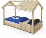 Wickey Hausbett f&uuml;r Kinder Crazy Beach aus Massivholz - Holzbett mit Dach 90 x...