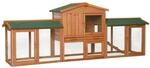lionto Kaninchenstall aus Holz auf Zwei Etagen mit Rampe, 212x52x85 cm,