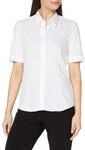 Seidensticker Damen City Kurzarm Regular Fit Uni B&uuml;gelfrei Hemdbluse, Wei&szlig;, 34 EU