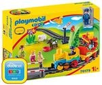PLAYMOBIL 1.2.3 70179 Meine erste Eisenbahn mit Tunnel, Schienen und 3 Waggons zum