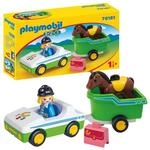 PLAYMOBIL 1.2.3 70181 PKW mit Pferdeanh&auml;nger, Anh&auml;nger zum &Ouml;ffnen, ab 1,5...