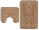 vidaXL Badematte 2-TLG. Beige Badteppich Badvorleger Badgarnitur Badezimmer