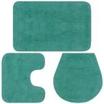 vidaXL Badematte 3-TLG. T&uuml;rkis Badteppich Badvorleger Deckelbezug Badezimmer