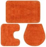 vidaXL Badematte 3-TLG. Orange Badteppich Badvorleger Deckelbezug Badezimmer