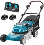 Makita DLM460PT2 Akku-Rasenm&auml;her 2 x 18 V/ 5,0 Ah, 2 Akkus + Doppelladeger&auml;t, Blau
