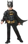 Rubies Offizielles Batman Black Deluxe-Kost&uuml;m f&uuml;r Kinder &ndash; Muskelanzug mit Maske