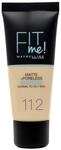 Maybelline New York, MakeUp Fit Me Foundation Matte, 112 Soft Beige, 30 milliliter