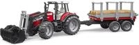 bruder 02046 - Massey Ferguson 7480 mit Frontlader, Holztransportanh&auml;nger, 3