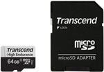 Transcend 64GB microSDXC 350V Speicherkarte mit Adapter, UHS-I U1, High Endurance,