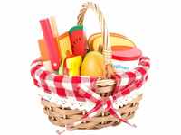 Small Foot Picknickkorb mit Schneide-Lebensmitteln aus Holz, Kaufladen-Zubehör,