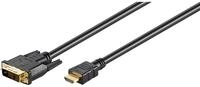 goobay DVI auf HDMI Kabel 5m, auch als HDMI auf DVI Adapter Kabel, vergoldet, Full HD
