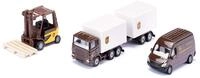 siku 6324, UPS Logistik Set, Metall/Kunststoff, Braun/Wei&szlig;, Viele Funktionen,