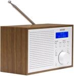 Denver DAB-46 DAB+ und UKW-Radio, Uhr und Wecker, 2 W Audio-Ausgang, Holz-Finish,