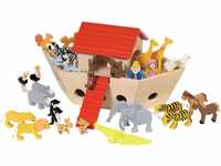 goki 51846 - Arche Noah mit 30 Tieren, Noah und Frau - aus Holz