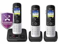 Panasonic KX-TGH723GS Schnurlostelefon mit Anrufbeantworter 3er Set (DECT Telefon,