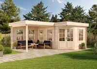 Alpholz 5-Eck Gartenhaus Pepe aus Holz 618x462cm mit 28 mm Wandst&auml;rke in