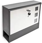 Relaxdays Briefkasten mit Zeitungfach, HBT: 30 x 36 x 10 cm, schwarz/wei&szlig; | Metall,
