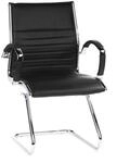 hjh OFFICE 660505 Konferenzstuhl Parma V Leder Schwarz/Chrom Freischwinger