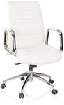 hjh OFFICE 600912 Chefsessel ASPERA 10 Leder Wei&szlig;/Chrom hochwertiger B&uuml;rostuhl,