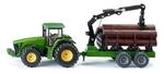 Siku 1954, John Deere Traktor mit Forstanh&auml;nger, 1:50, Metall/Kunststoff, Gr&uuml;n,