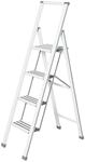 WENKO Leichte Aluminium Trittleiter mit 4 Stufen f&uuml;r 100 cm h&ouml;heren Stand,