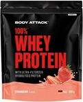 Body Attack 100% Whey Protein - Strawberry, 900 g - Made in Germany - extra cremiges