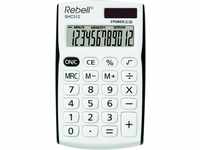 Rebell RE-SHC312 Kleiner Taschenrechner, 12 stelligem Display, weiß/schwarz
