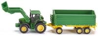 Siku 1843, John Deere Traktor mit Frontlader und Anh&auml;nger, 1:87, Metall/Kunststoff,