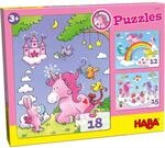 HABA Puzzles Einhorn Glitzergl&uuml;ck &ndash; 3 Zauberhafte Glitzerpuzzles mit