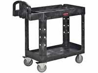 Rubbermaid Commercial Products Small Lipped Shelf Heavy Utility Cart - Black