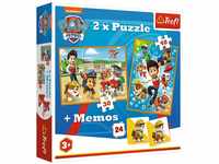 Trefl TR90790 Rettung, PAW Patrol 2 x Puzzle + memos, für Kinder ab 3 Jahren