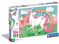 Clementoni 27109 Supercolor Unicorns – Puzzle 104 Teile ab 6 Jahren, buntes