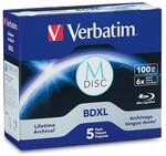 Verbatim 98913 M-DISC BD-R XL 100GB/1-4x , Jewelcase (5-Disc), blau