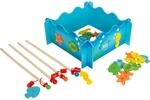 small foot Angelspiel "Seewelten" aus Holz, Magnetspiel mit Angelbecken, vier Angeln