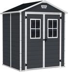 Keter Manor 6x5 Gartenhaus, Dunkelgrau, aus Kunststoff, Wetter- und...