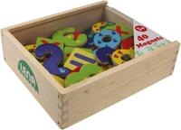 Lena 65824 Magnet Zahlen und Rechenzeichen in Holzkiste, mit 40 magnetischen Zeichen
